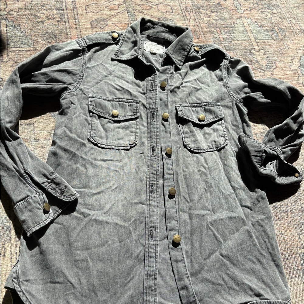 Current/Elliott Gray Denim Shirt
